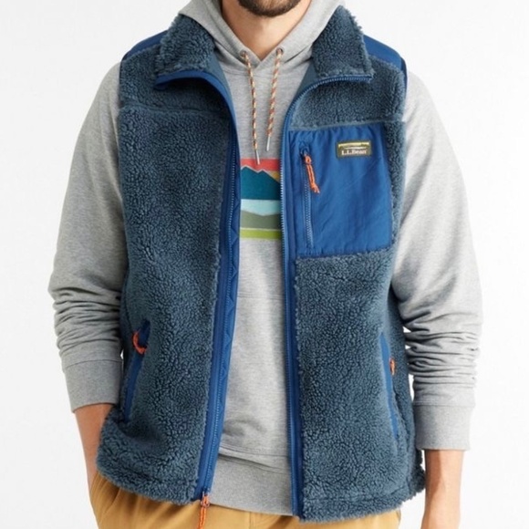 L.L. Bean Other - L.L. Bean Sherpa Vest, High Pile Fleece, Storm Blue, Size Small, Full Zipper NWT
